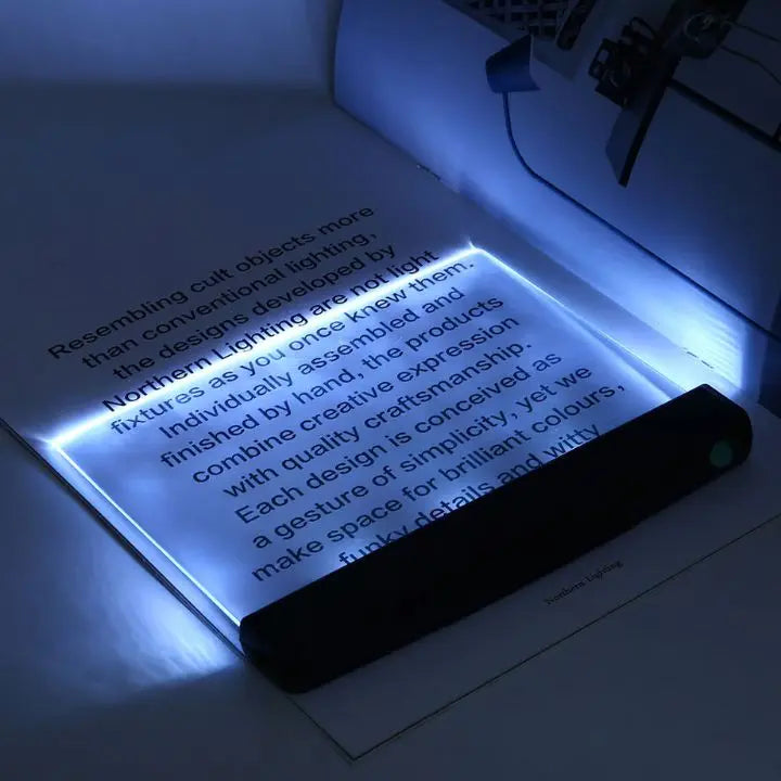 LED stolní lampa na čtení s plochým panelem, noční světlo se dvěma úrovněmi jasu a ochranou zraku