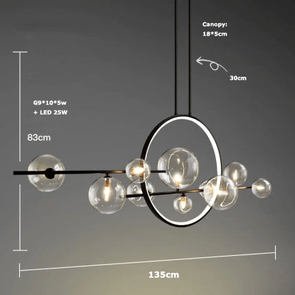 Nordischer Glas-Kronleuchter mit transparenten Kugeln
