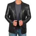 Premium Leather Blazer With Modern Cut Black Lambskin