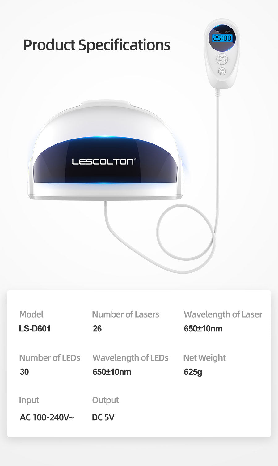 کلاهک رشد مو نوافولیکول LED - لیزر کم‌توان تایید شده توسط FDA