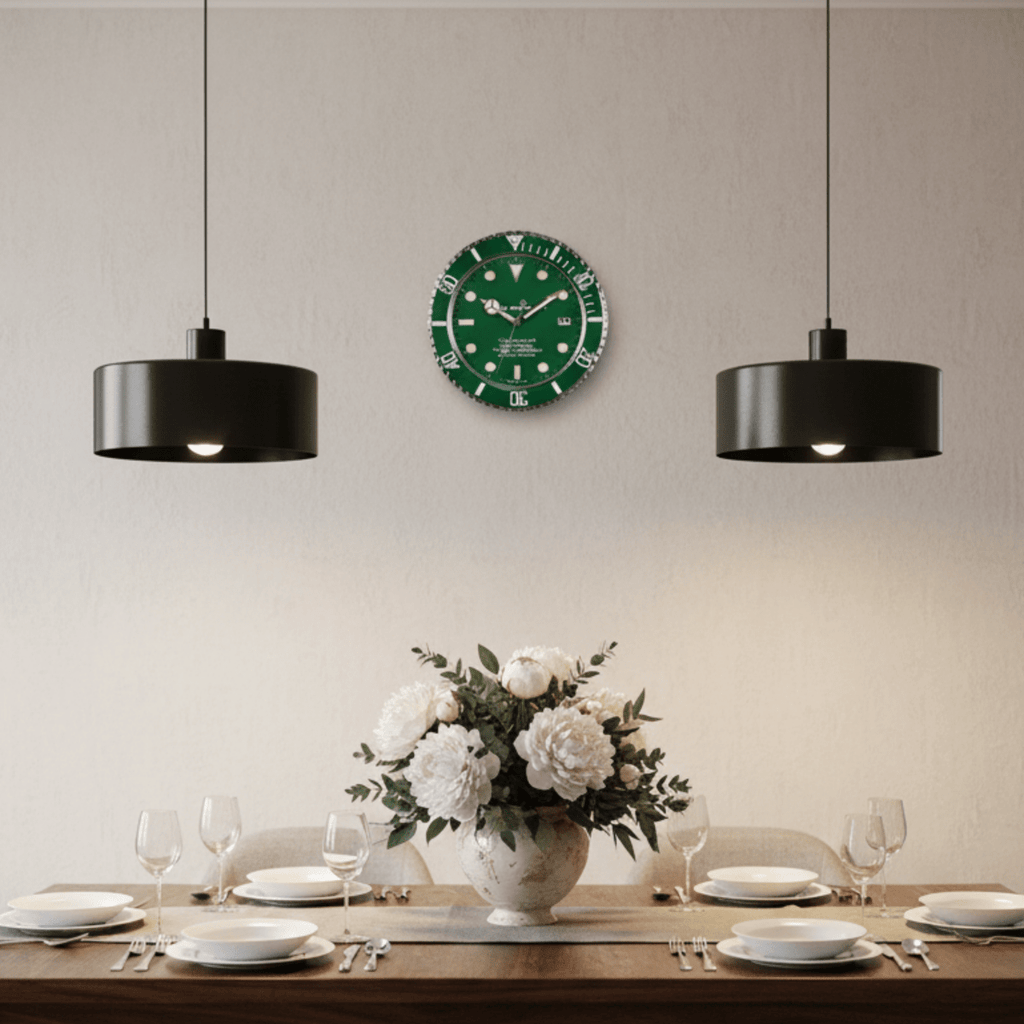 AuroraTime stille Wohnzimmer-Wanduhr mit leuchtenden Zeigern