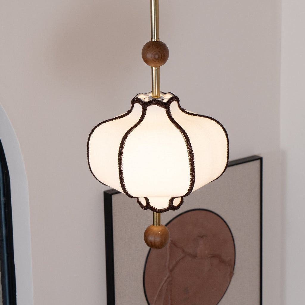 Lyara Nordic zachte stoffen lantaarn hanglamp voor gezellige woonkamers