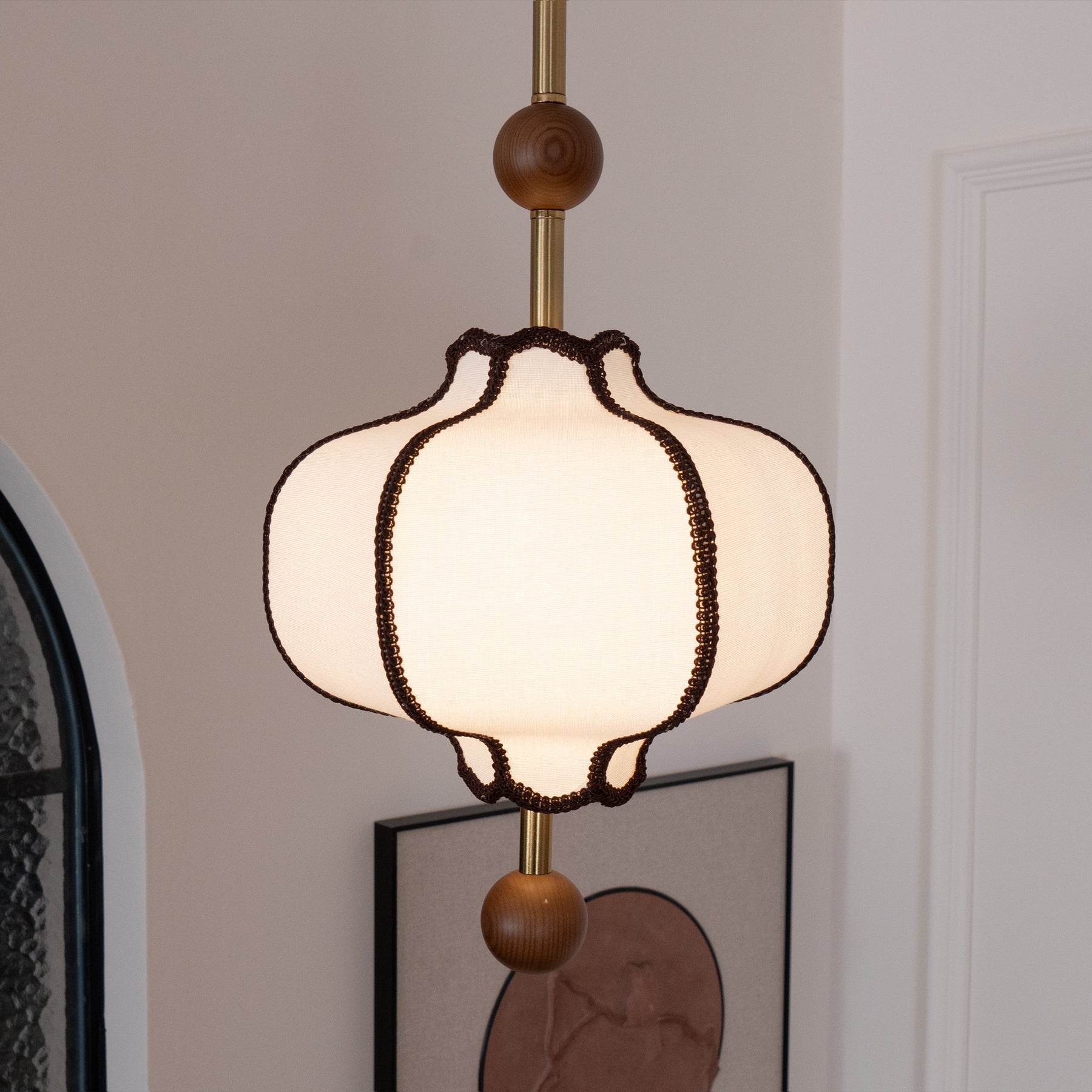 Lyara Nordic zachte stoffen lantaarn hanglamp voor gezellige woonkamers