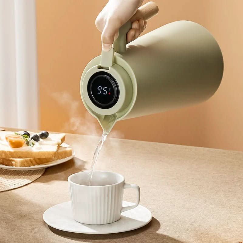 فلاسک دوجداره نبولاترم با نمایشگر دما و دسته چوبی