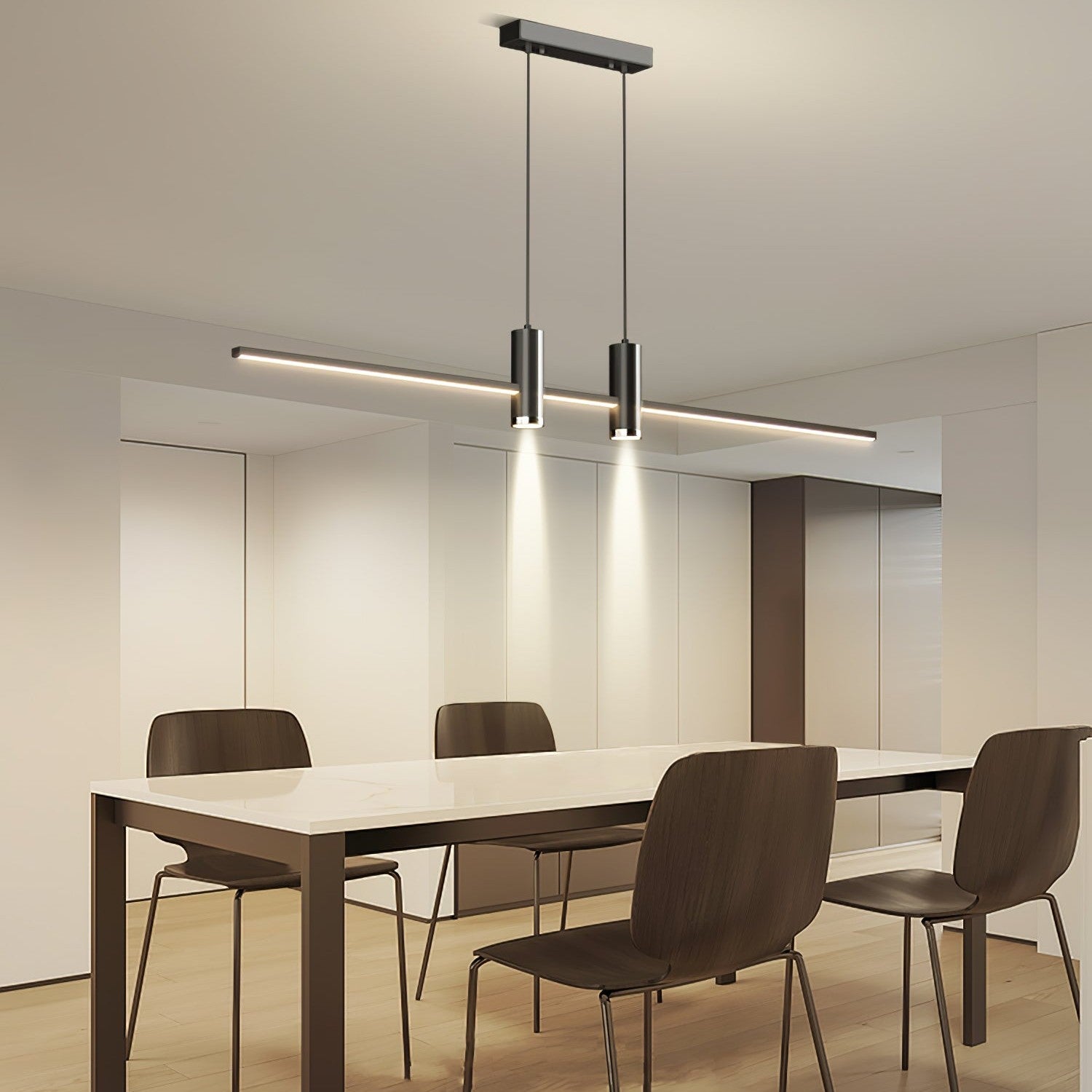 Lampada a sospensione lineare in metallo Kirrea LED | Design minimalista rettangolare