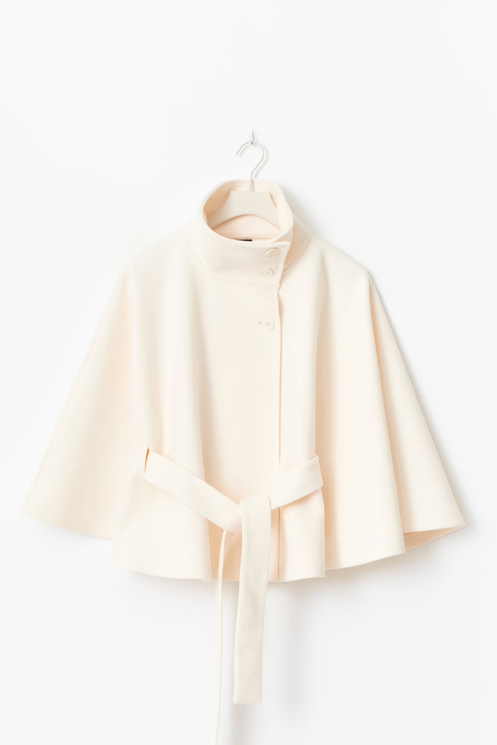 Women's Cape Coat With High Collar And Button Front