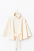 Women's Cape Coat With High Collar And Button Front