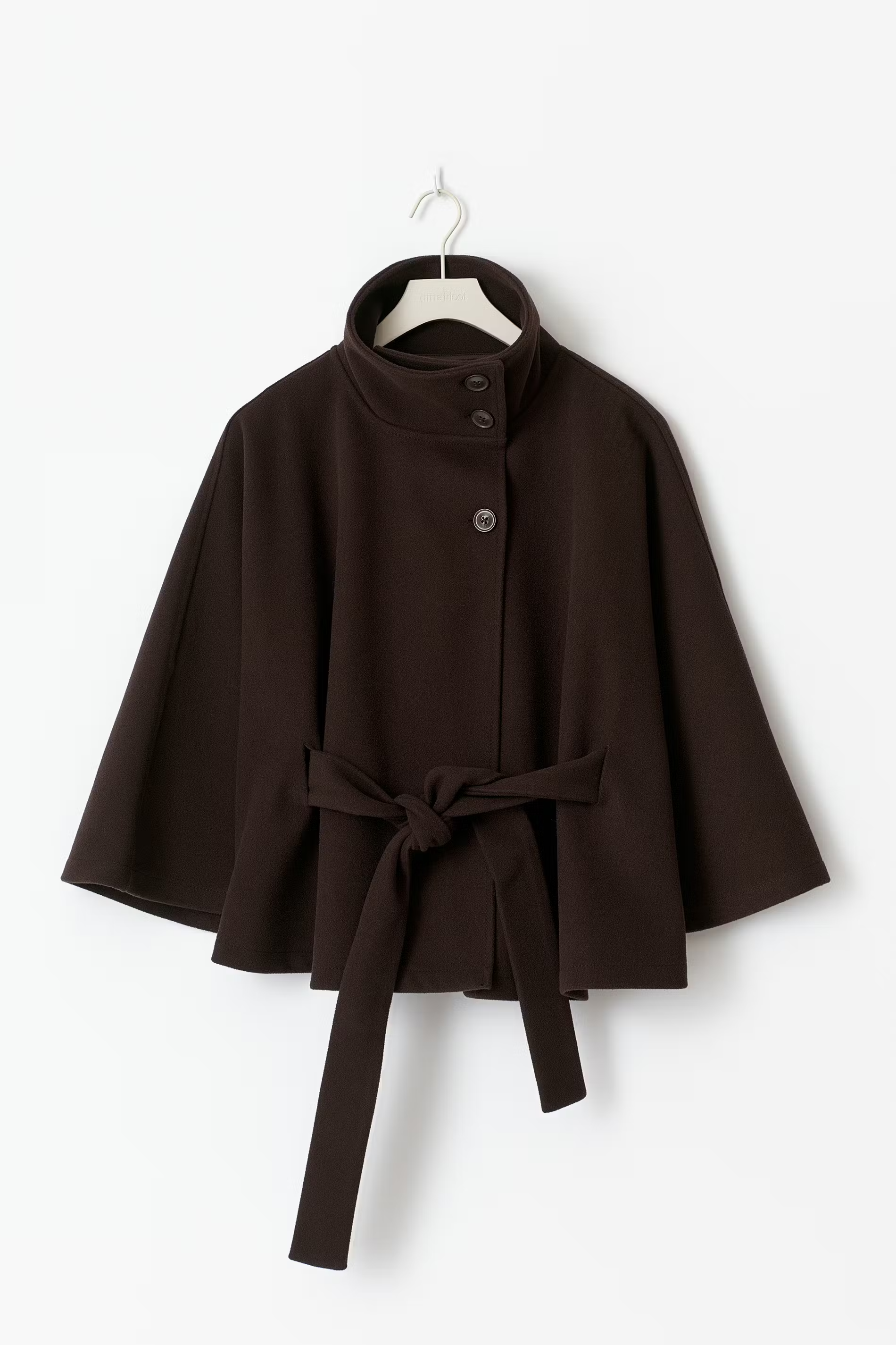 Women's Cape Coat With High Collar And Button Front