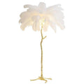 LyraFeather Floor Lamp With Feather Shade And Copper Base