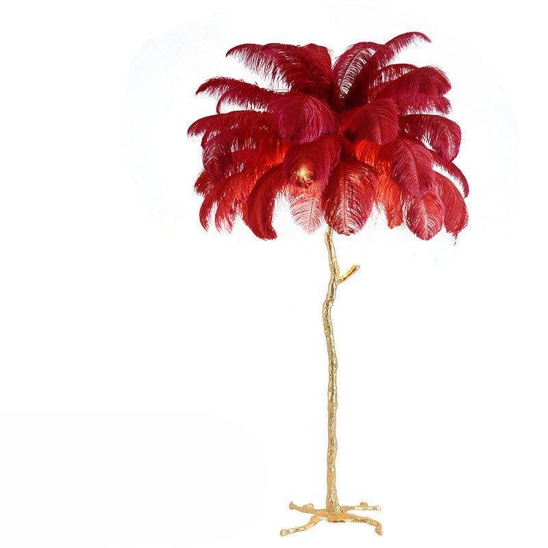 LyraFeather Floor Lamp With Feather Shade And Copper Base