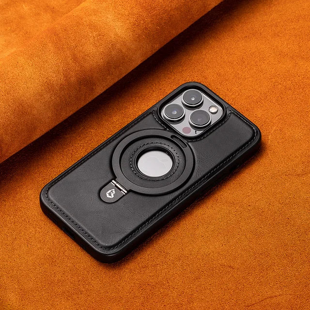 کاور چرمی مغناطیسی گوشی هوشمند - قاب باریک با نگهدارنده حلقه‌ای
