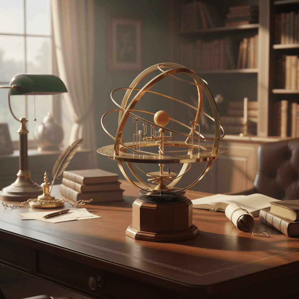 CosmoCraft Brass Solar System Model With Nine Hand-Sculpted Planets