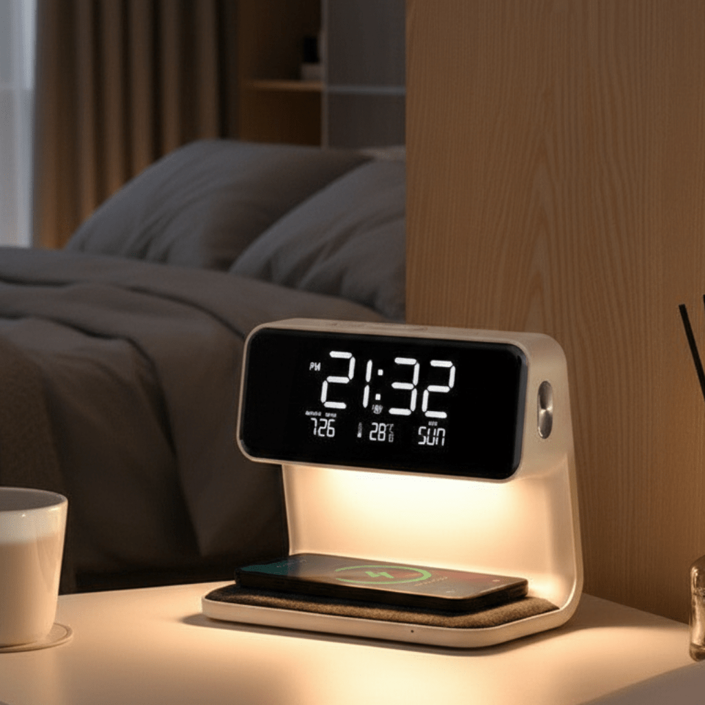 NoctaGlow Smart Nightstand Device With Charging Base And Illumination