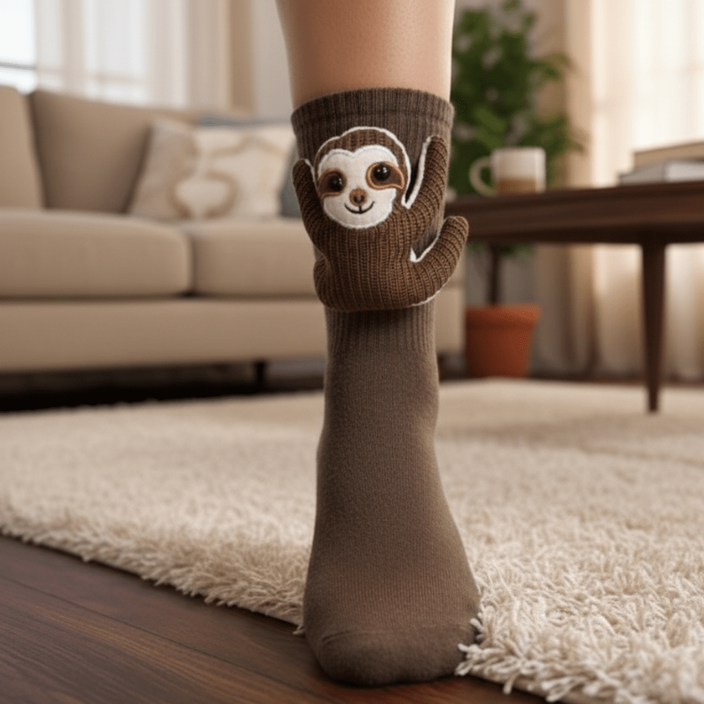 SnugNest Cozy House Socks With Cute 3D Animal Accent And Non-Slip Sole
