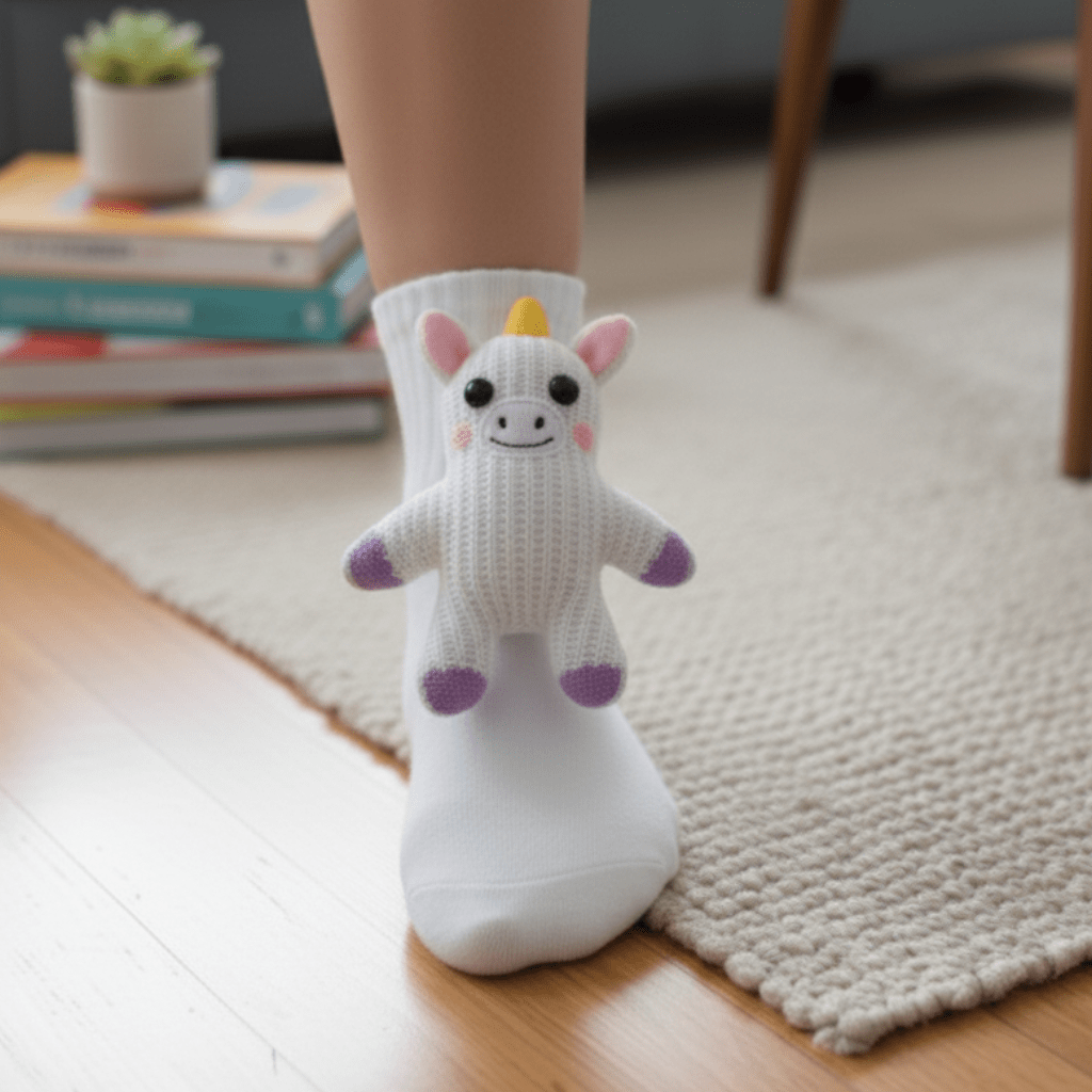 SnugNest Cozy House Socks With Cute 3D Animal Accent And Non-Slip Sole