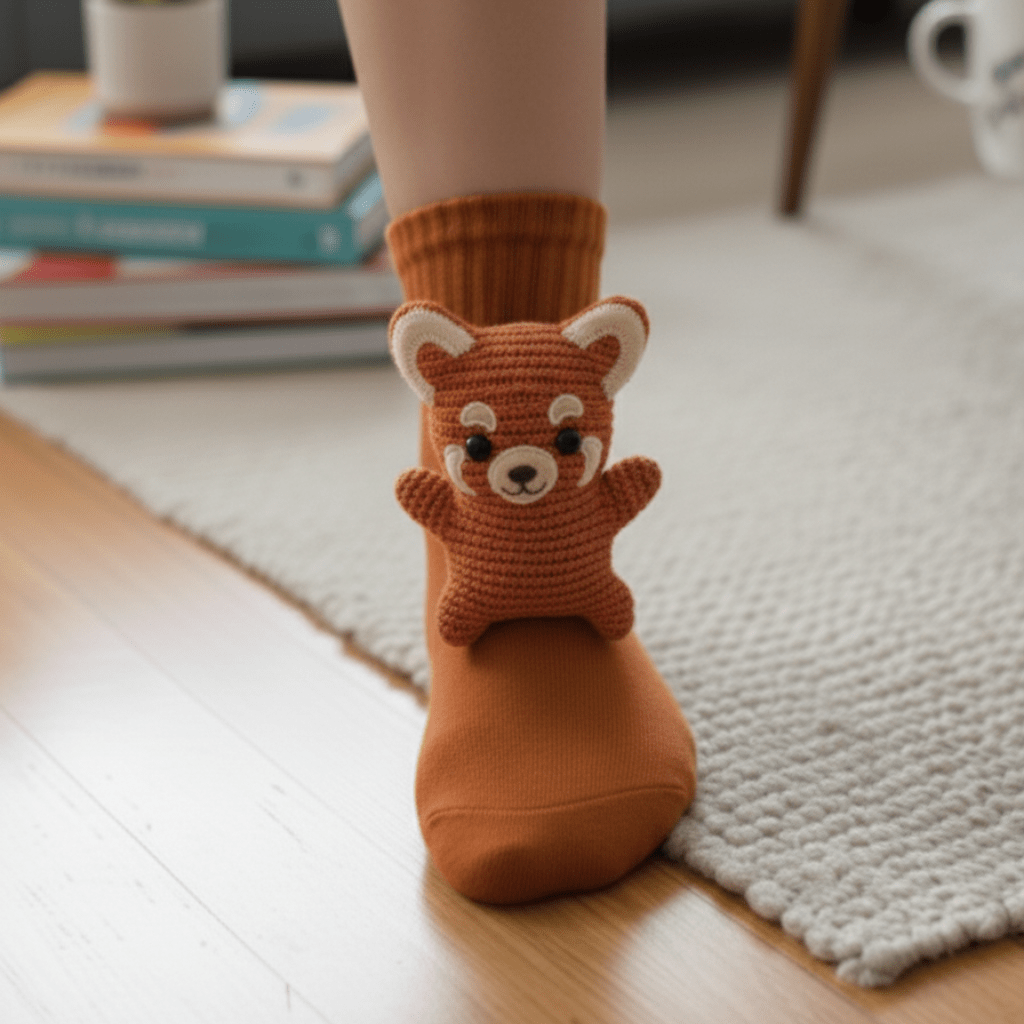 SnugNest Cozy House Socks With Cute 3D Animal Accent And Non-Slip Sole