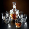 Set Decanter per Whiskey in Cristallo con Bicchieri a Taglio Diamante, 7 Pezzi
