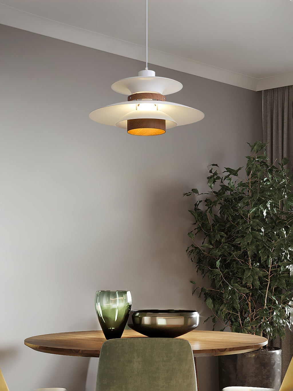 Asteri LED pendel med metal- og træfinish