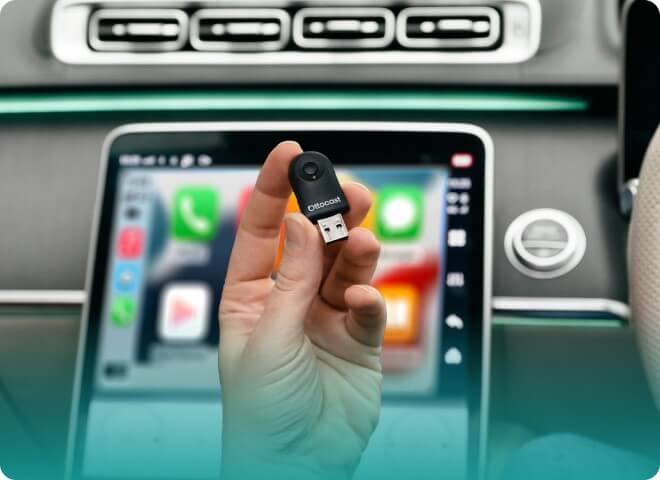 مبدل کوچک بی‌سیم CarPlay و Android Auto برای استفاده در خودرو