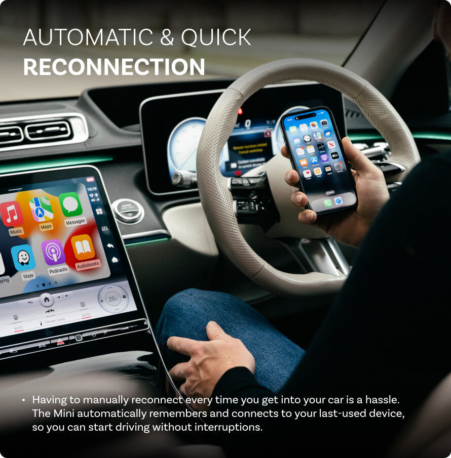 مبدل کوچک بی‌سیم CarPlay و Android Auto برای استفاده در خودرو