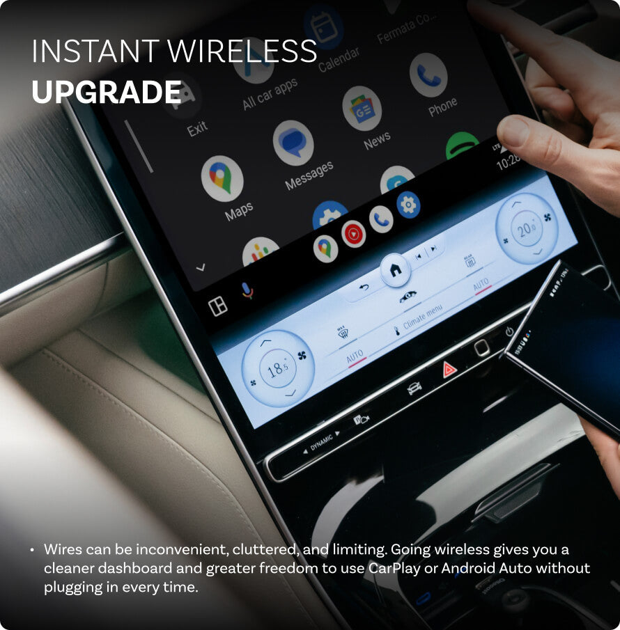 مبدل کوچک بی‌سیم CarPlay و Android Auto برای استفاده در خودرو