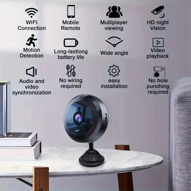 NovaGuard Mini 1080P WiFi-sikkerhedskamera med natvision og bevægelsesdetektion