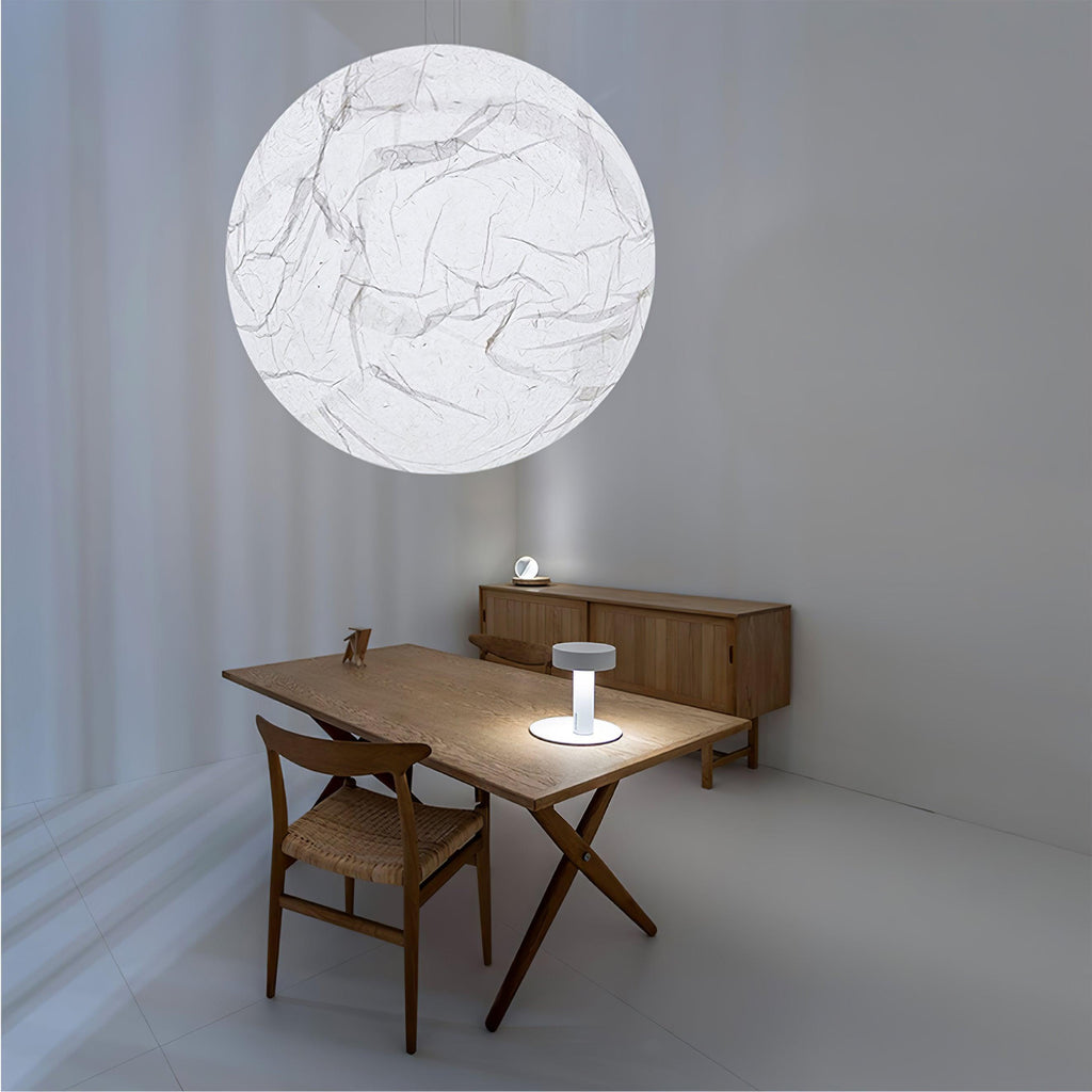 Moondrift zijden hanglamp natuurlijke zijde en metaal voor woonkamer