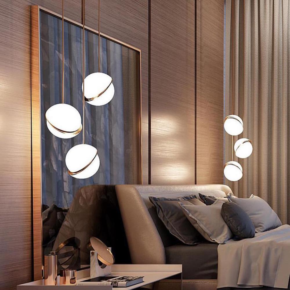 Celeste Crescent Acrylic and Brass LED Pendant Light