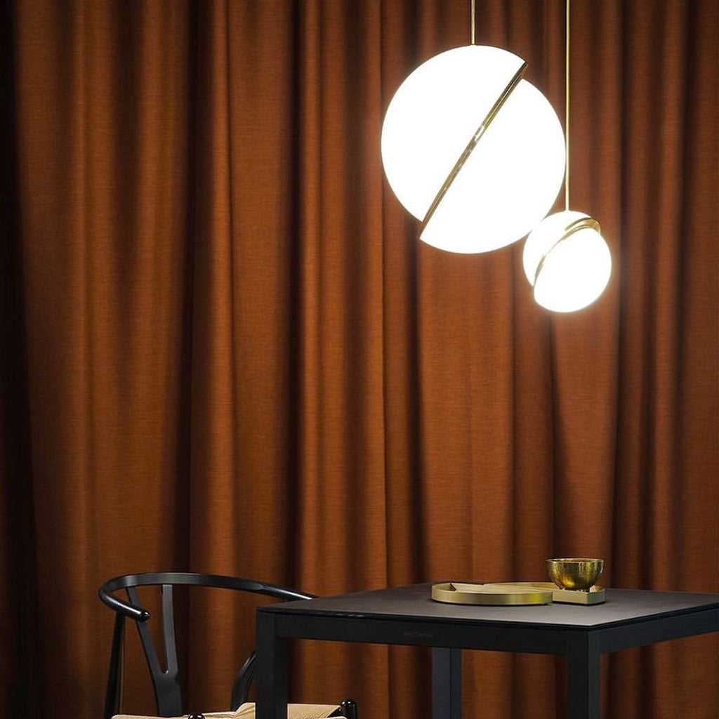 Celeste Crescent Acrylic and Brass LED Pendant Light