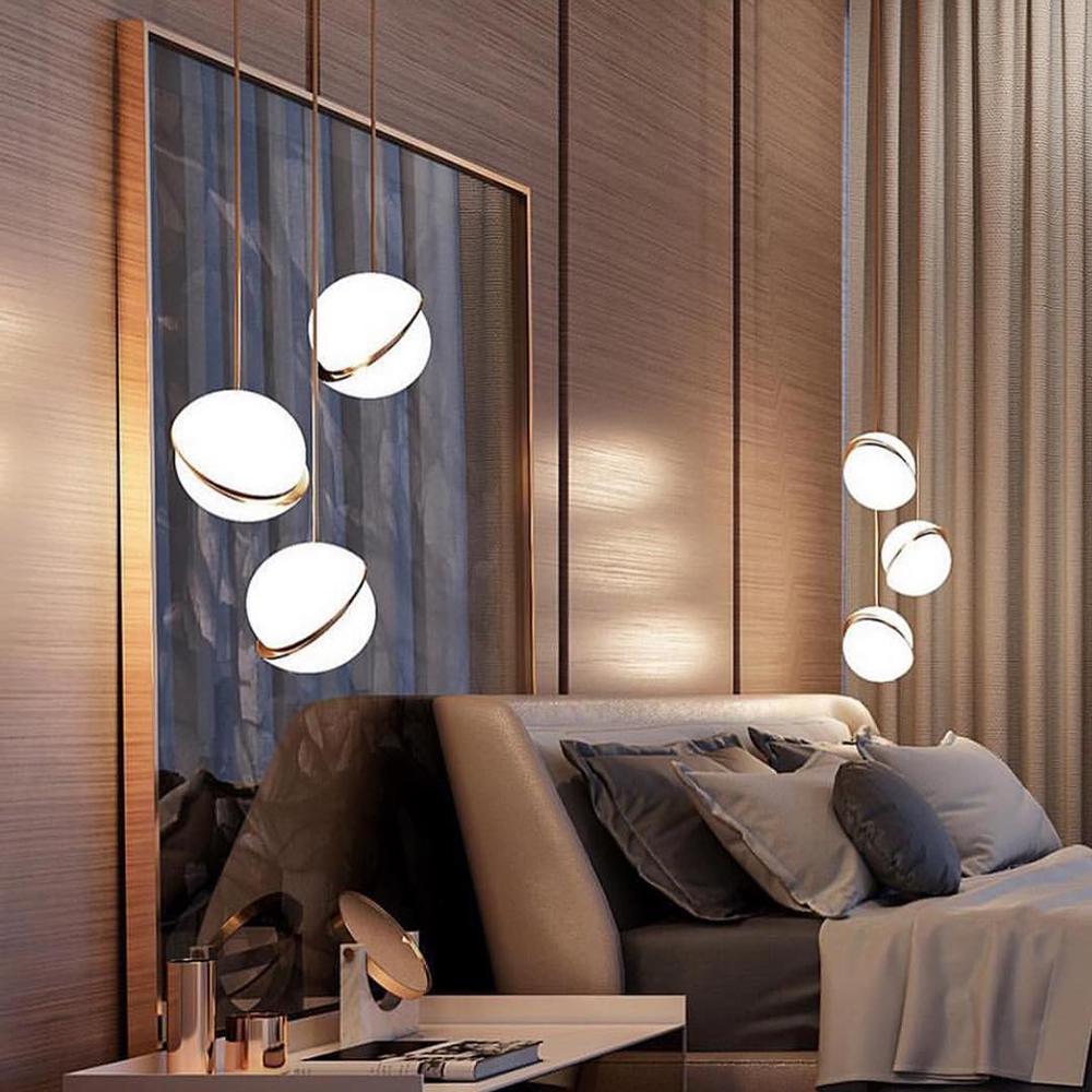 Celeste Crescent Acrylic and Brass LED Pendant Light