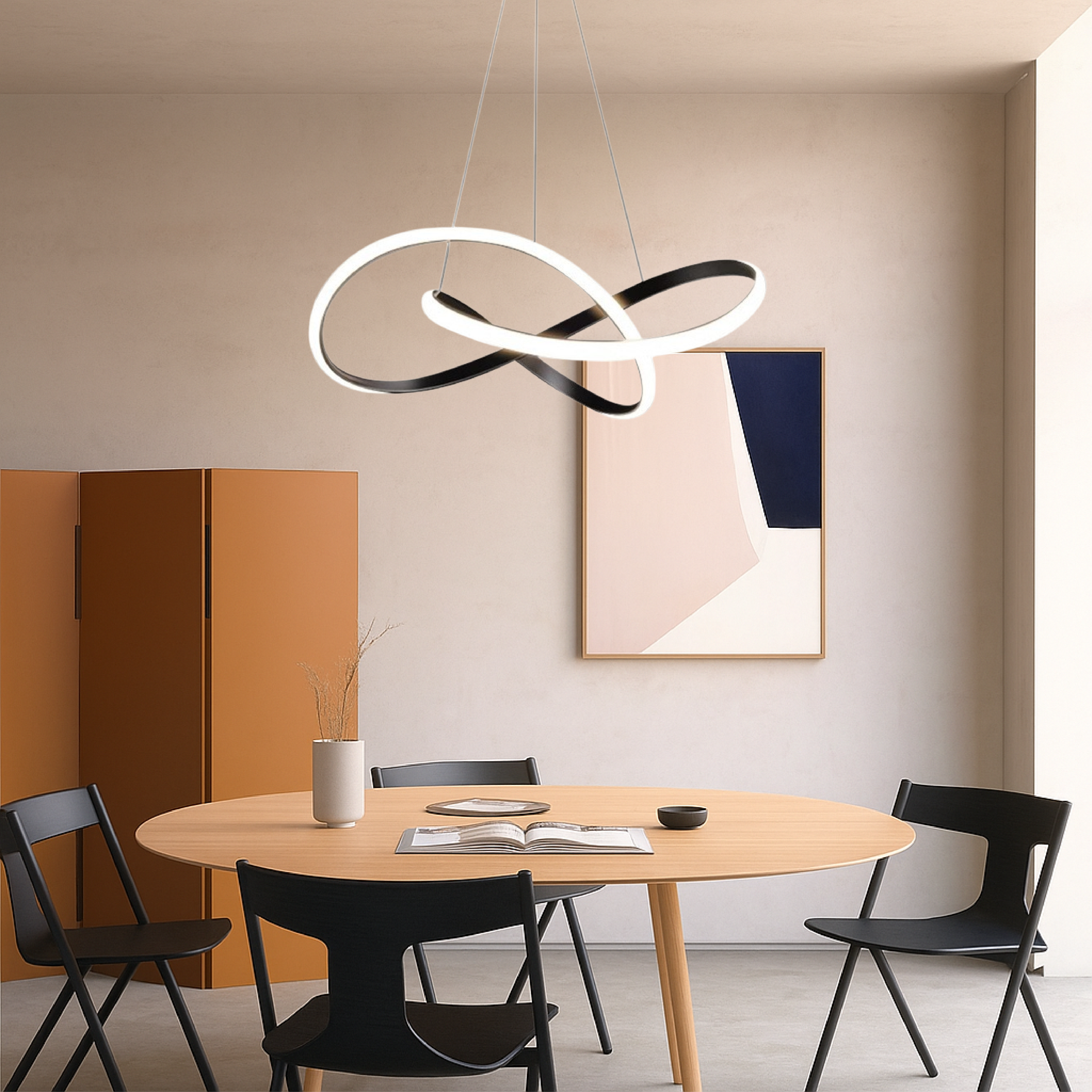 Altiri | Lampada a sospensione lineare in alluminio nero per sala da pranzo