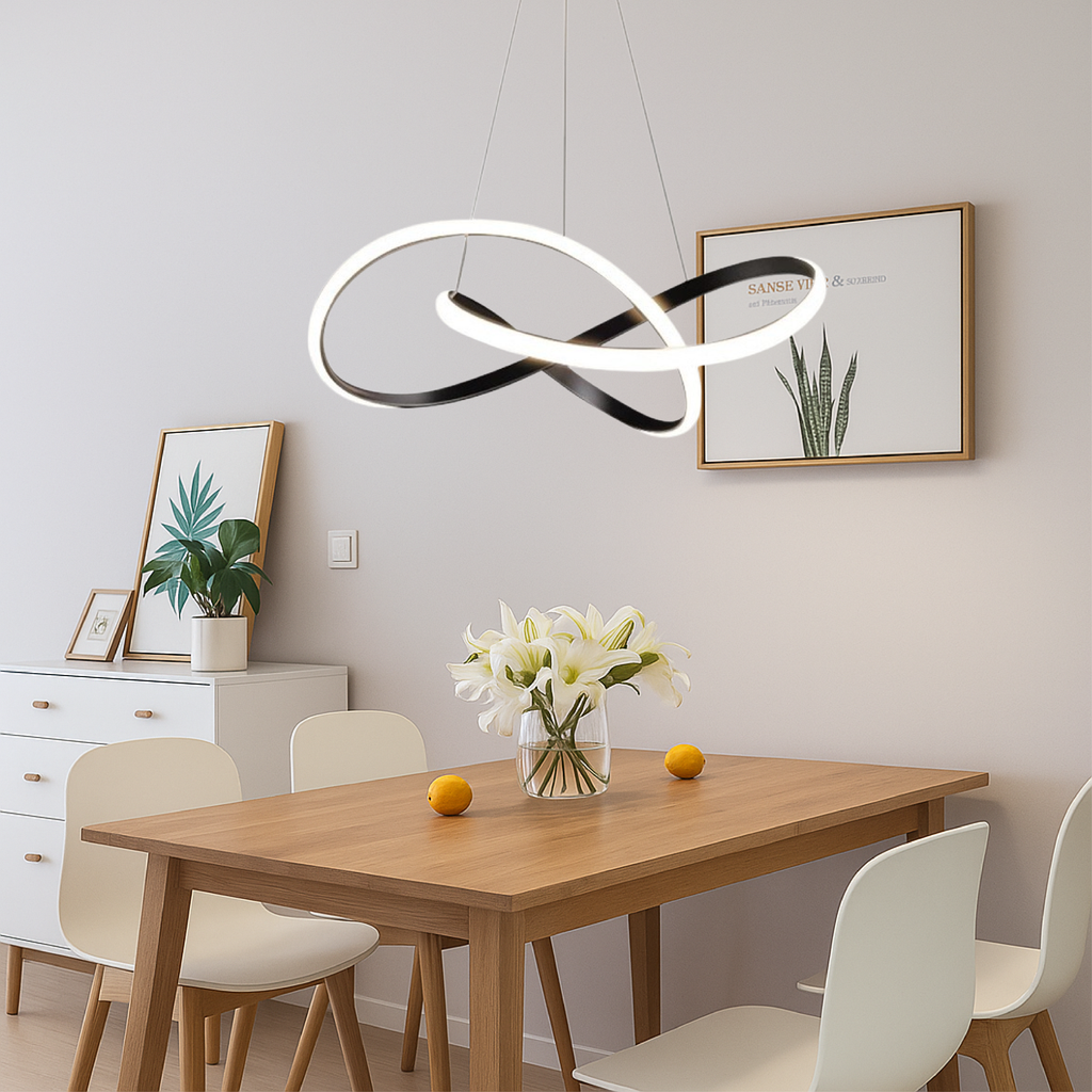 Altiri | Lampada a sospensione lineare in alluminio nero per sala da pranzo