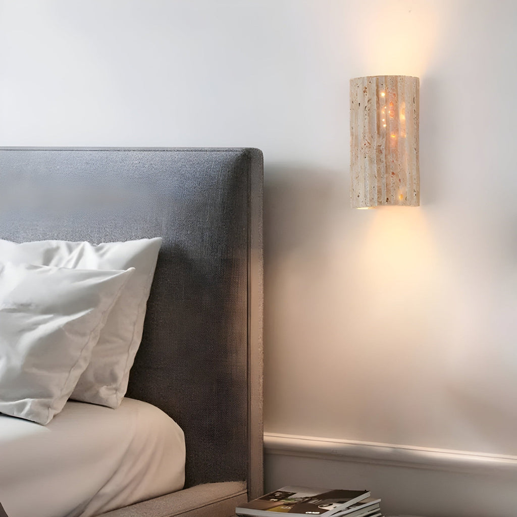 Natural Stone Wall Lamp With Indoor LED Lighting, Wall Mounted