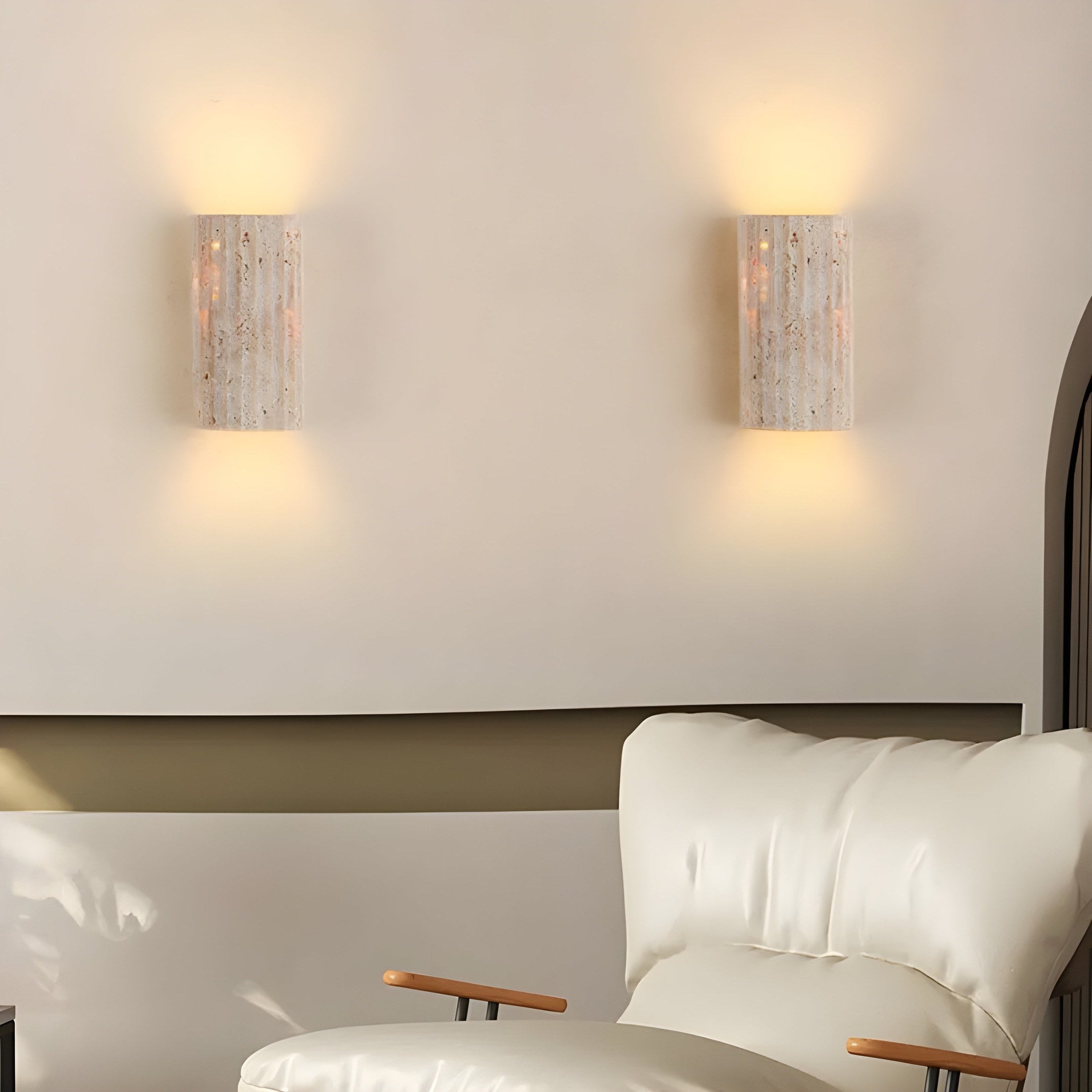 Natural Stone Wall Lamp With Indoor LED Lighting, Wall Mounted