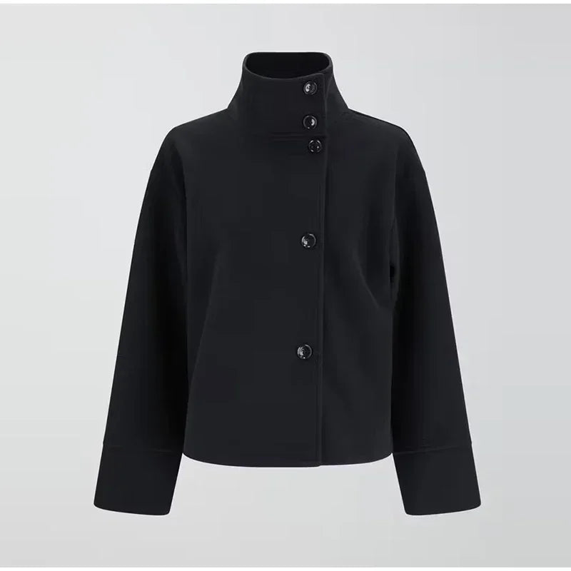 Women's Short Coat With Modern Button Front Design For Everyday Wear