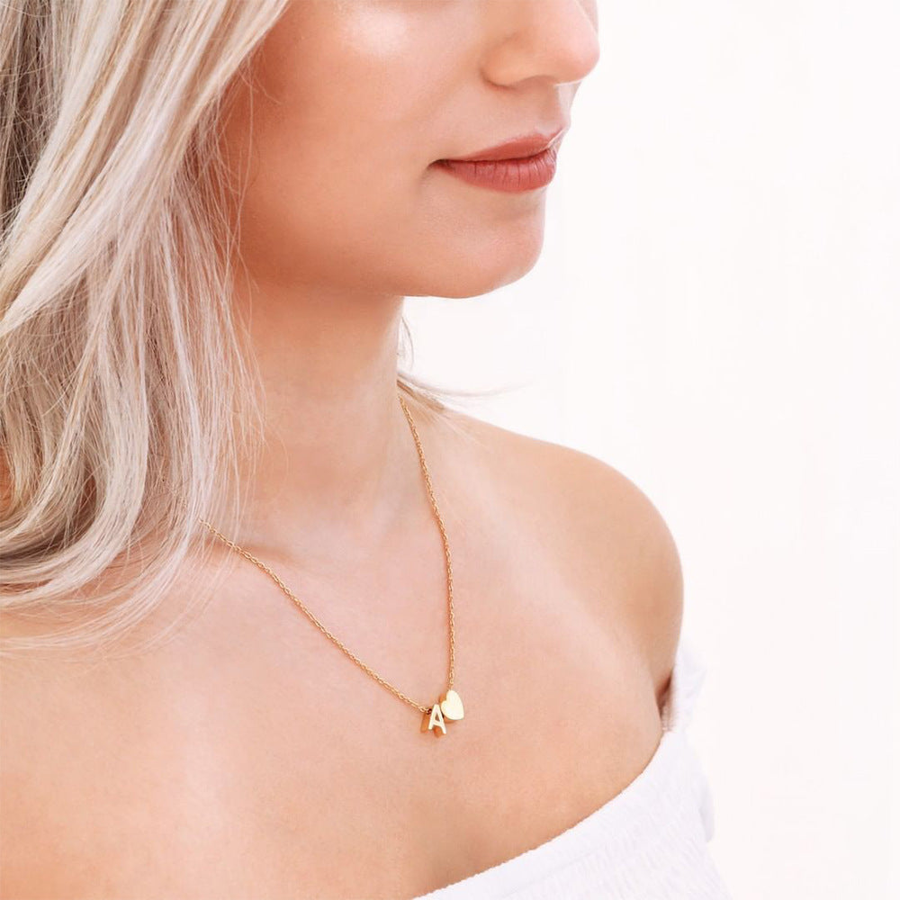 Luna Heart Initial Pendant Necklace