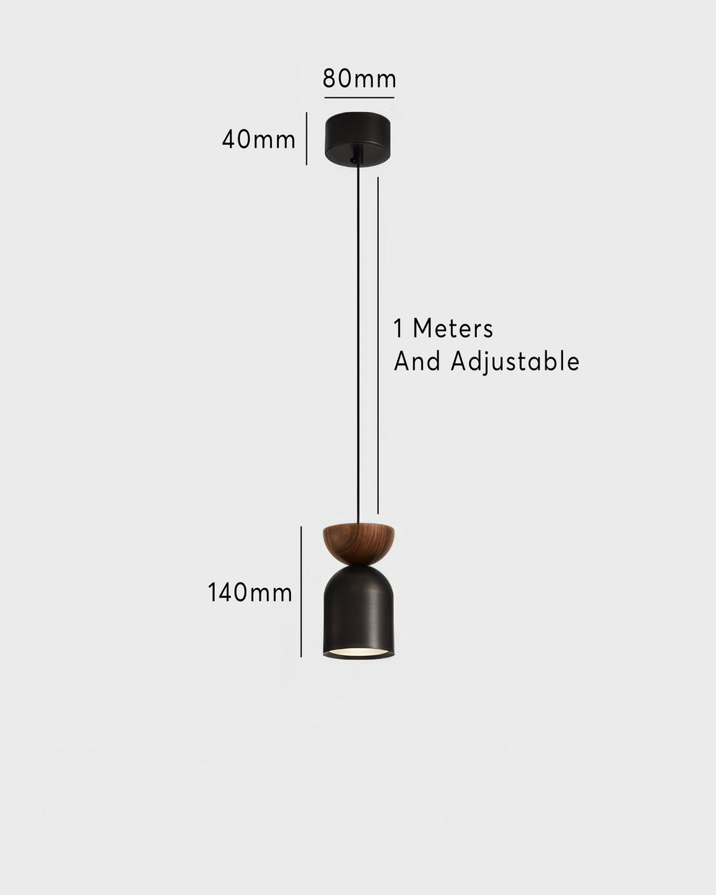 Marinor walnoot- en messing hanglamp in vliegende schotelvorm met mid-century modern silhouet