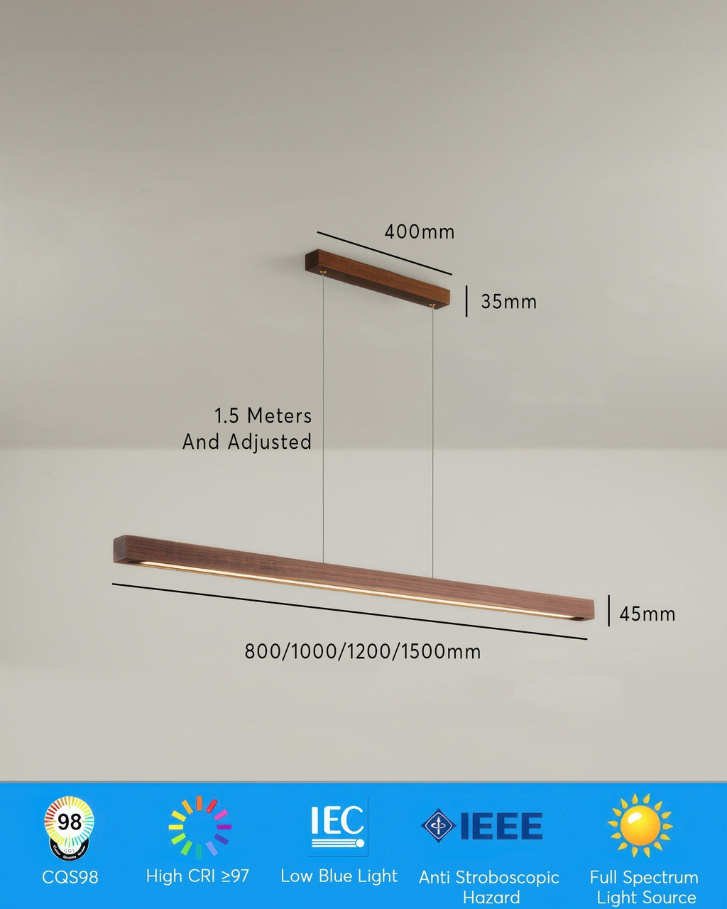 Lampada a sospensione minimalista Cavell in noce con fascino medievale francese