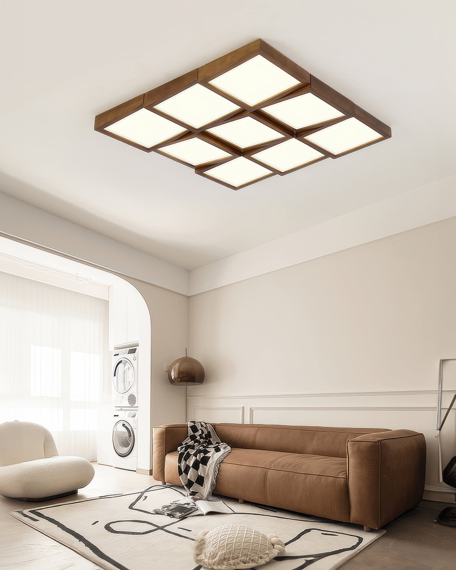Lampa sufitowa Aurea Walnut z naturalnym korpusem z kłody i oprawą LED