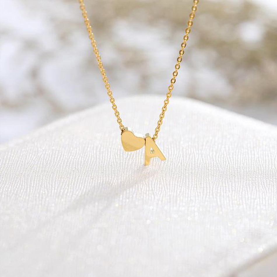 Luna Heart Initial Pendant Necklace