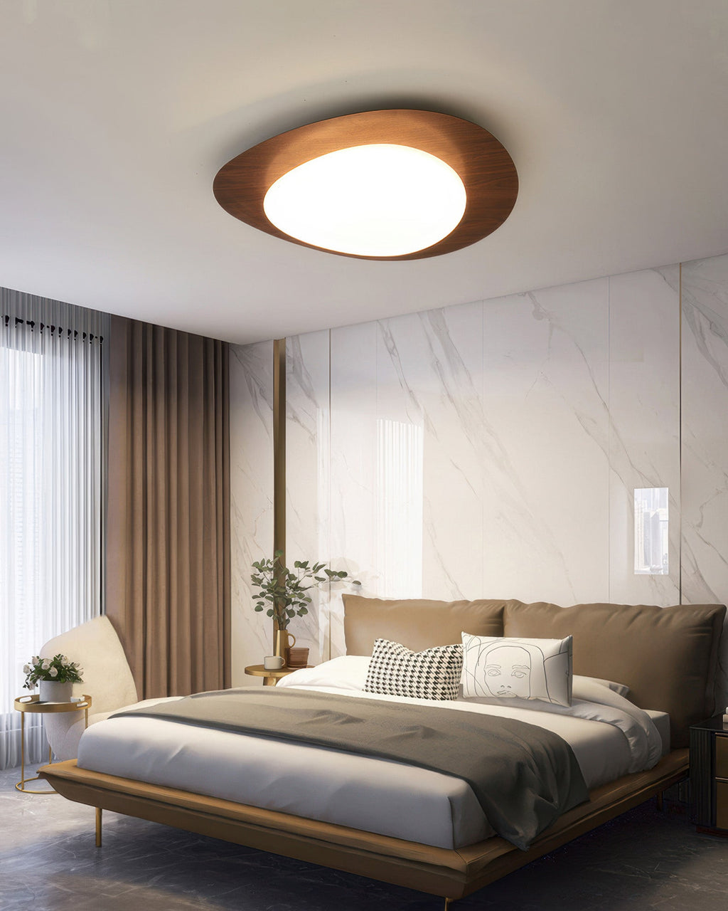 Nyra Nordic LED-Deckenleuchte mit Kieselholzmaserung für skandinavische Innenräume