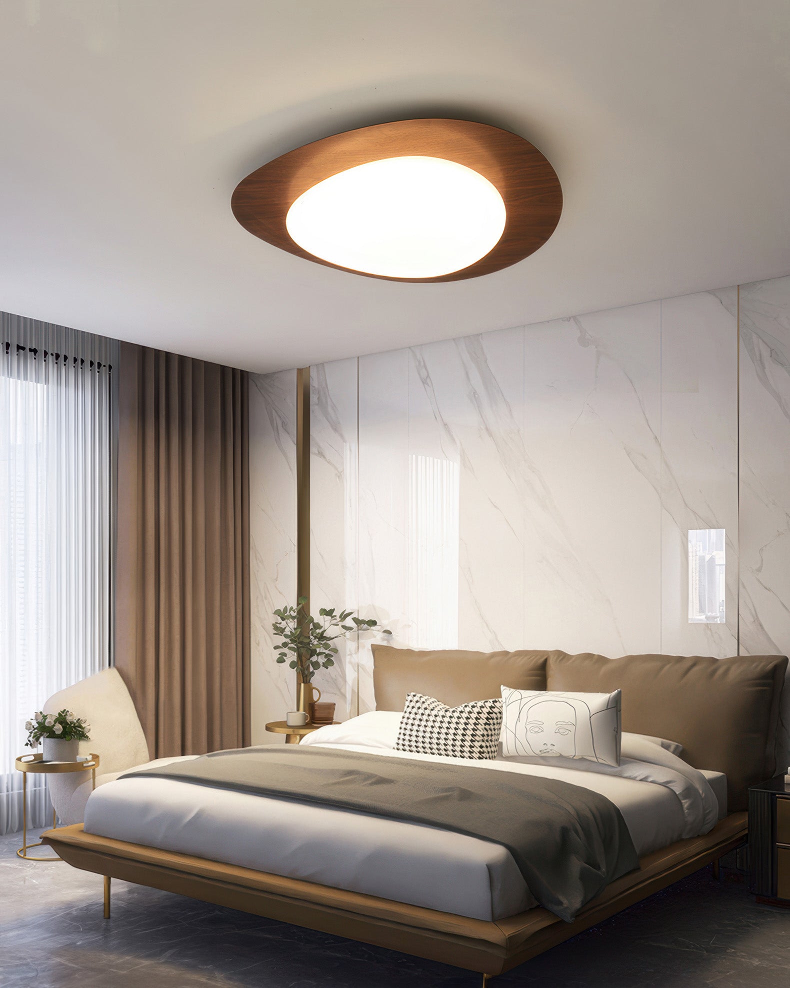 Nyra Nordic LED-Deckenleuchte mit Kieselholzmaserung für skandinavische Innenräume