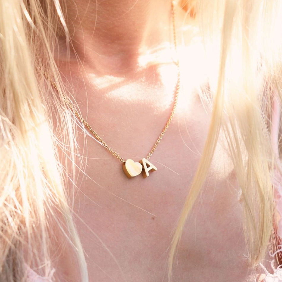 Luna Heart Initial Pendant Necklace
