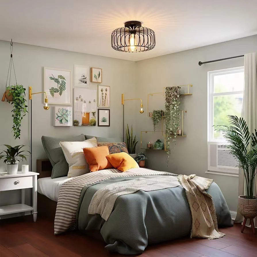 Stropní svítidlo AstraForge Birdcage v matné černé barvě pro moderní interiéry