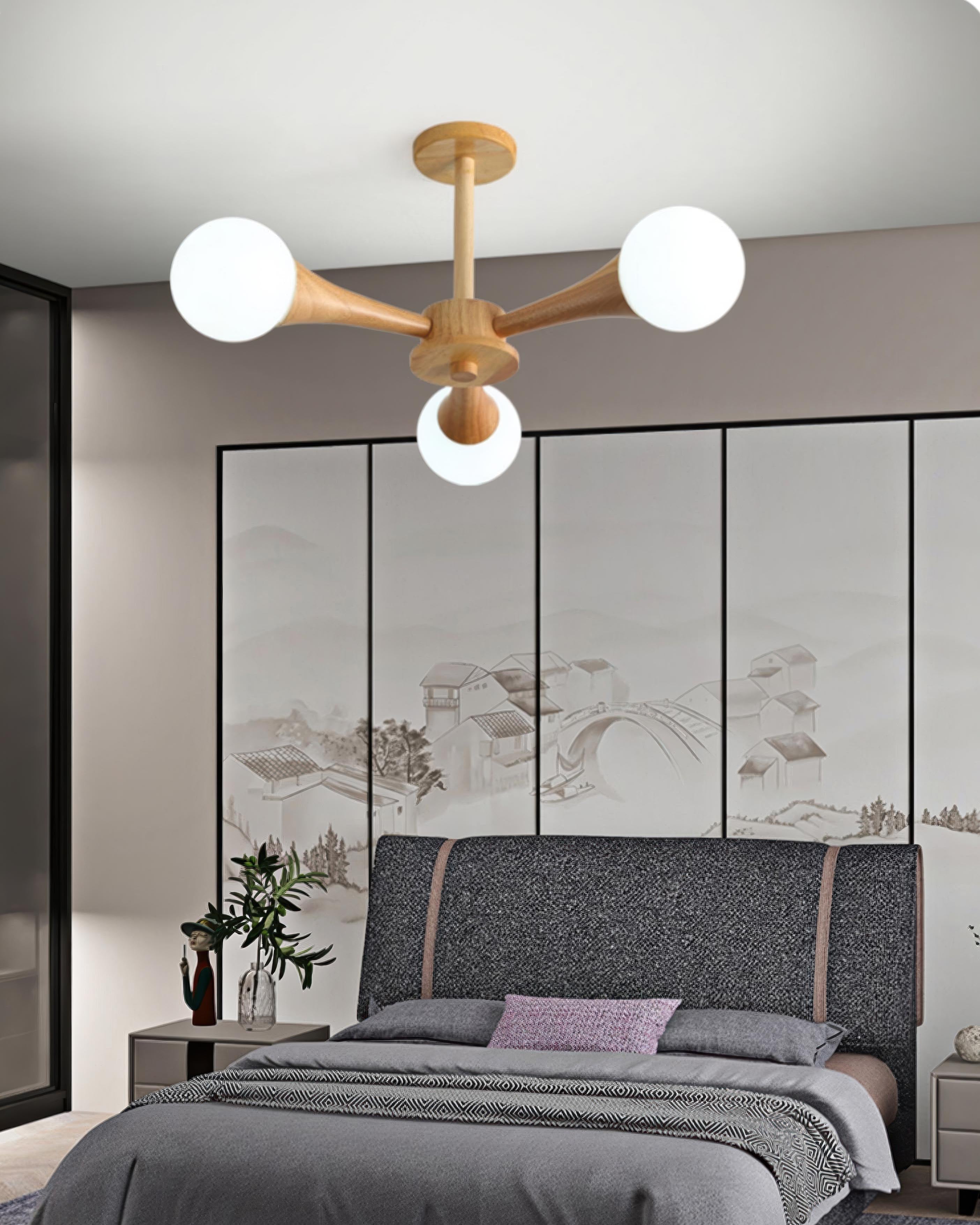 LumaHaven Nordic Walnut Minimalist Pendant Light With Adjustable Warm Glow