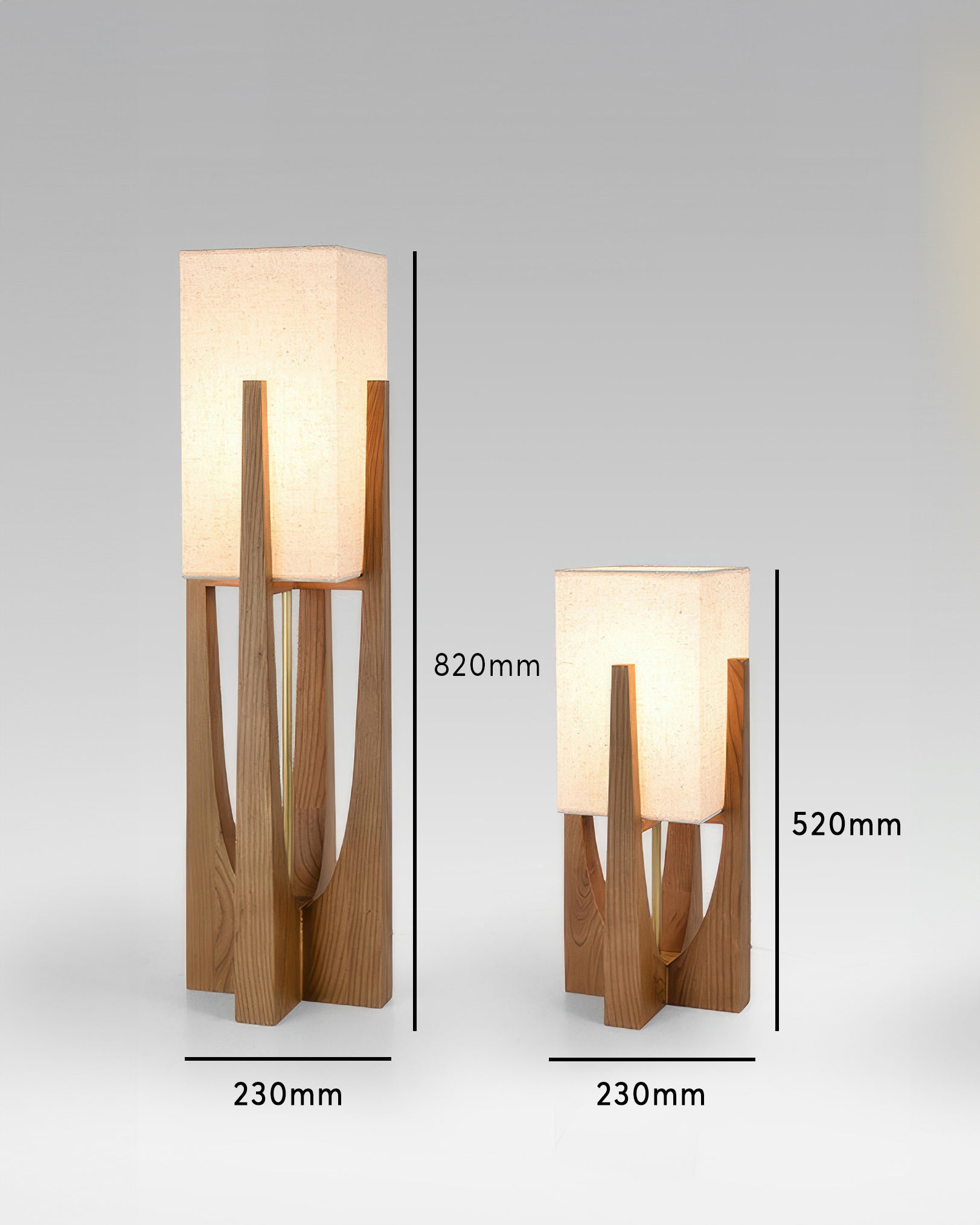 Stojací lampa Kairo Seto z ořechového dřeva japonského stylu s mosaznými detaily, minimalistická