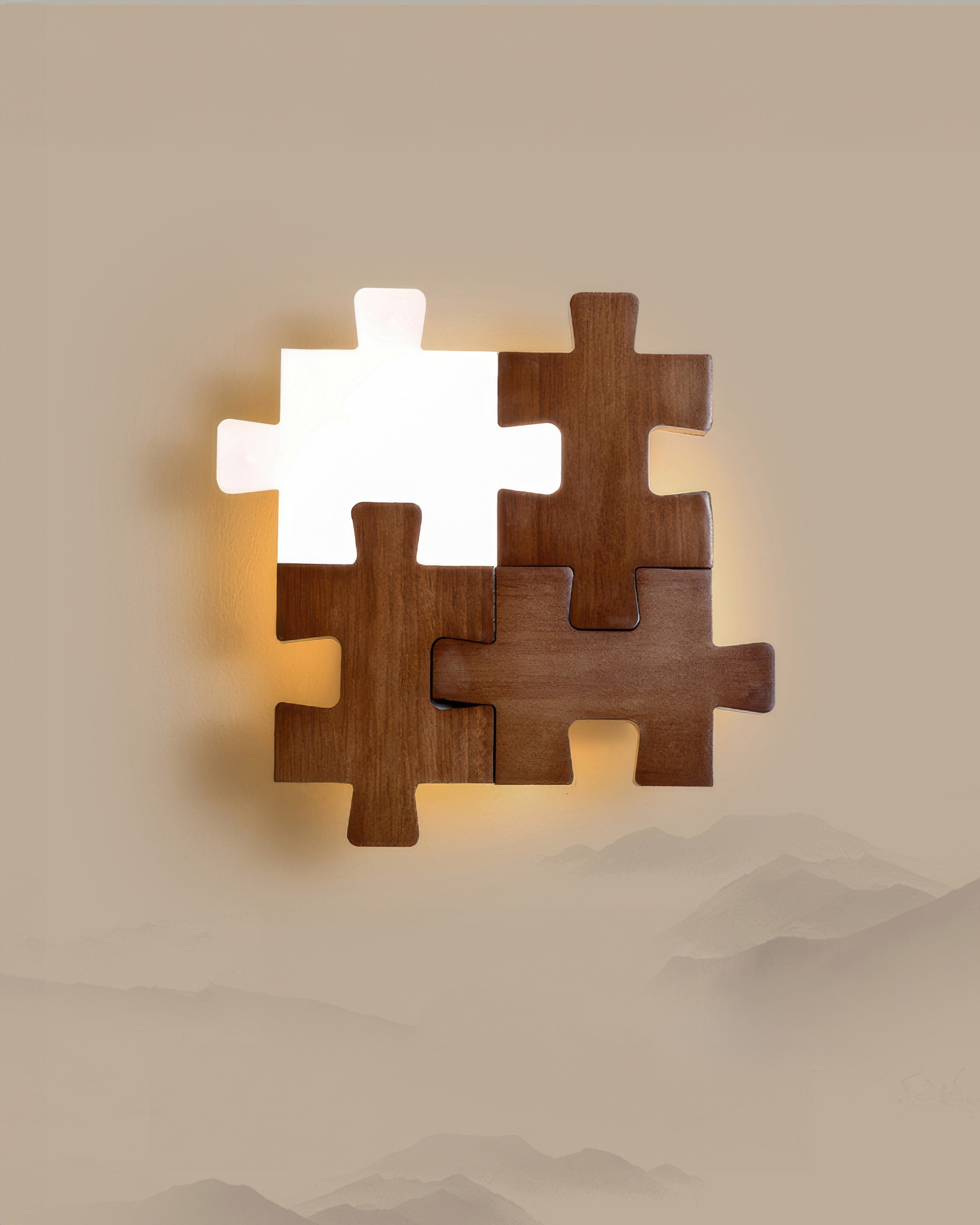Applique da parete LED in legno SylvaOak Puzzle stile nordico minimalista