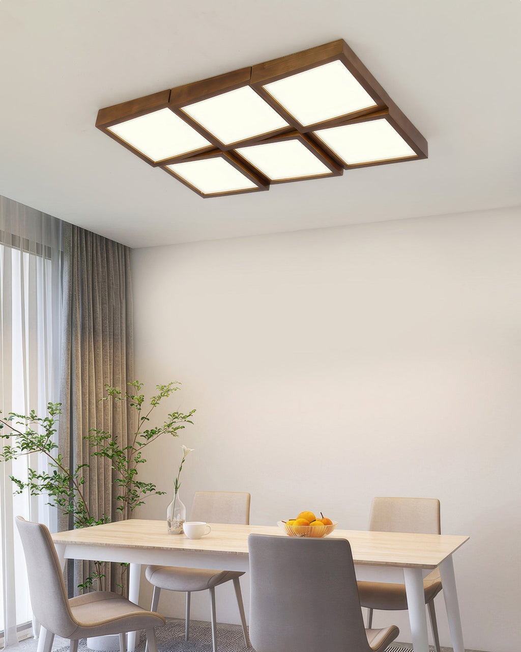 Lampa sufitowa Aurea Walnut z naturalnym korpusem z kłody i oprawą LED