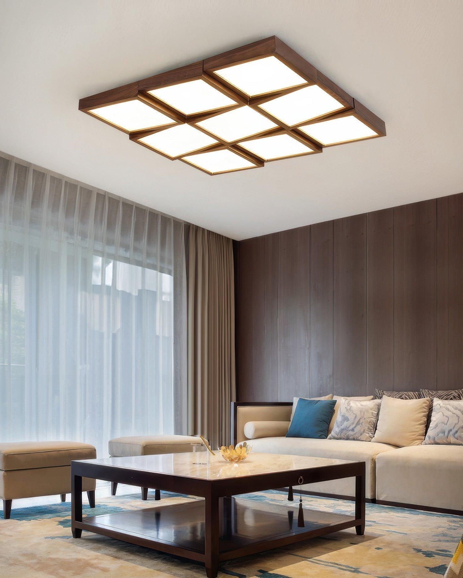 Lampa sufitowa Aurea Walnut z naturalnym korpusem z kłody i oprawą LED