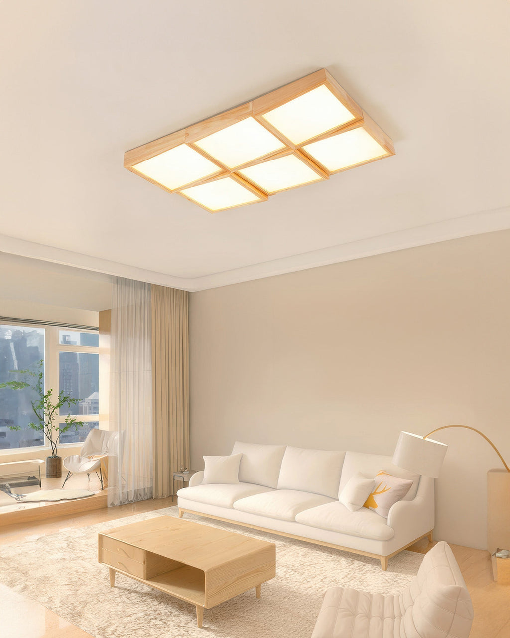 Lampa sufitowa Aurea Walnut z naturalnym korpusem z kłody i oprawą LED